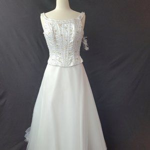 Brand NWT white 2pc ballgown evening dress